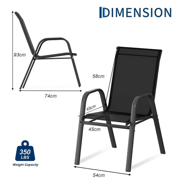 Havestole, Stabelbar Design, Vejrbestandigt Materiale,Sort