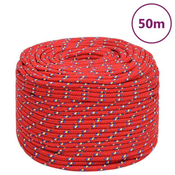 Rep, Polypropenmaterial, 50 Meter Längd,Röd