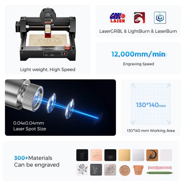 Lasergravyr, Hög Precision, Mångsidig Materialkompatibilitet,LÄNGRE RAY5 Mini 3.5W