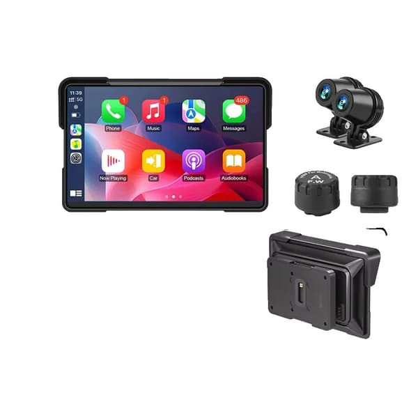Carplay, Motorcykelradio, GPS-navigation, Bluetooth-forbindelse,Ingen-a, 7" Carplay-TPMS