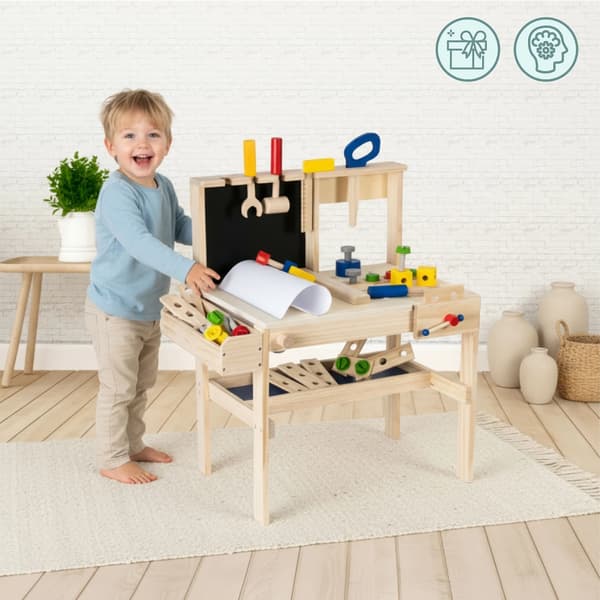 DIY Værktøjsværksted Sæt, til børn, 75 Elementer, Montessori Uddannelseslegetøj,Multifarvet