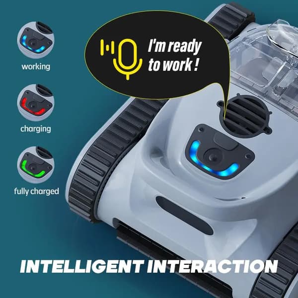 Robot Pool Vacuum, Kraftig Sugeevne, Trådløs Design,Grå