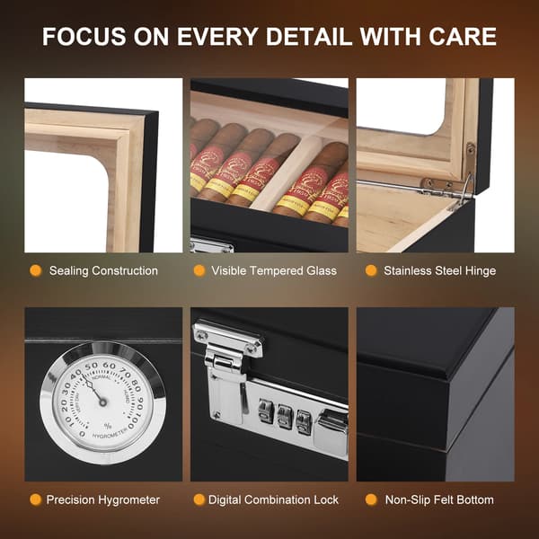 Cigar Humidor, Cedertræ Konstruktion, Høj Præcision Hygrometer,A