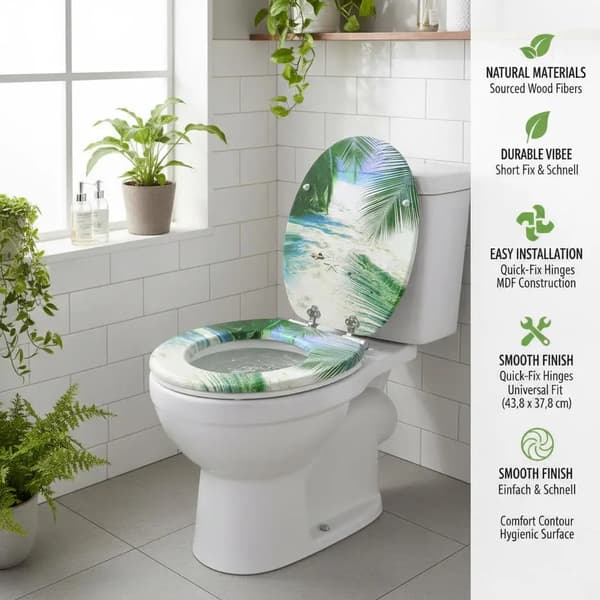Toiletbræt, Blød Lukning Design, Holdbart Akrylmateriale,hær grøn