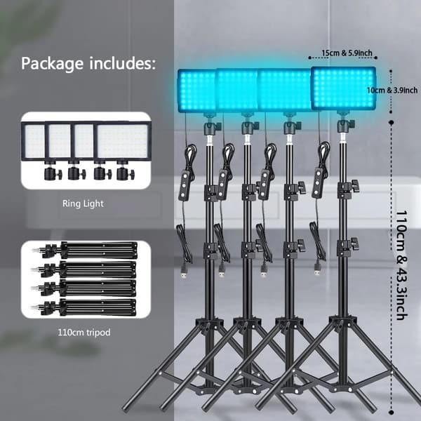 LED Videolampa, Justerbart Stativ, Tvåfärgsfunktion,4 SETS