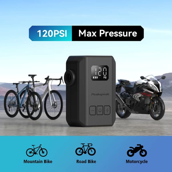 Elektrisk Mini Cykelpump, 120 PSI Max, Digital LED Skärm,AS260PRO