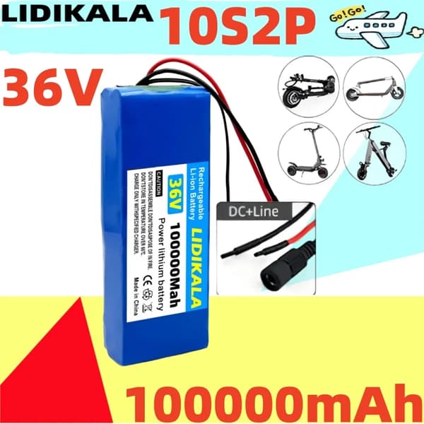 Litiumjonbatteri, 100000mAh kapacitet, 36V spänning,36V, DC - Linje