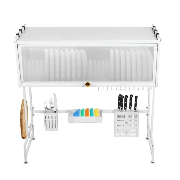 Køkkenvask Opbevaringsenhed, Multi-Compartment Organizer, Auto-Drænende Design,85X28X77cm-a, HVID-a