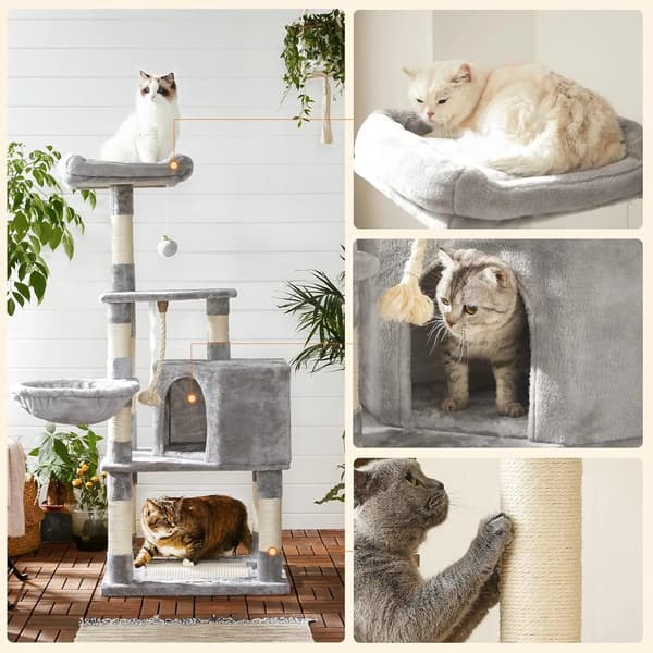 Kattträd, Stabil Design, Bekväma Sovområden,GRÅ