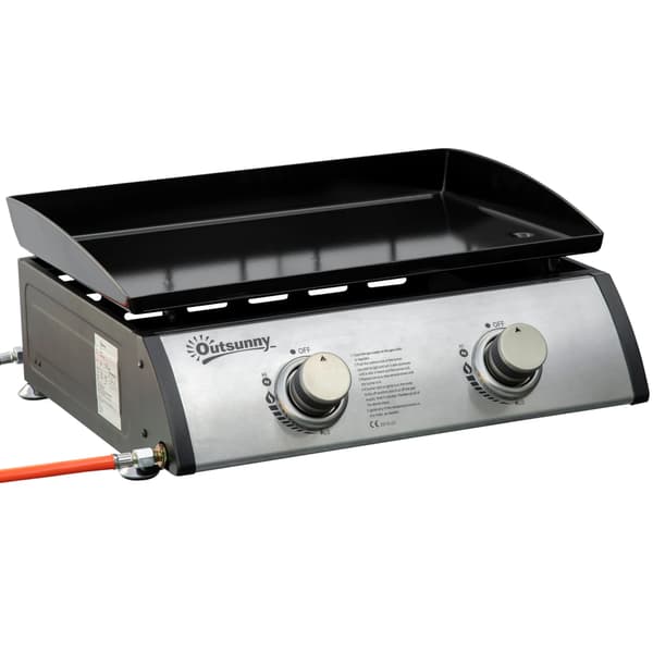 Gasolgrill, Två Brännare, Bärbar Design, Grå