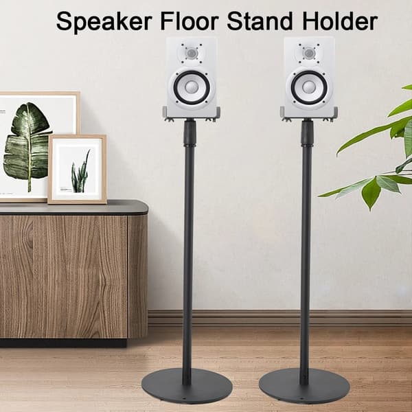 Högtalarställ, Justerbar Höjd 75-140 cm, Maximal Belastning 5 kg, 360° Rotation, Rund Basdesign, Två Installationsmetoder