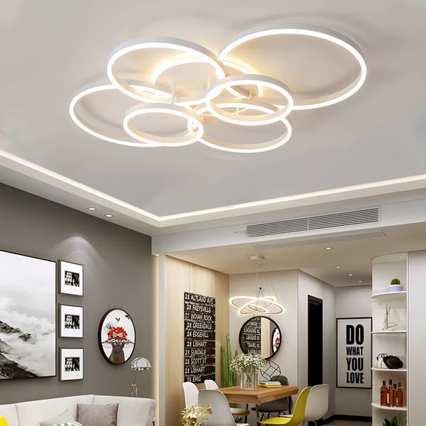 Taklampa, Ringdesign, Dimbar LED-belysning,vit 6 huvud