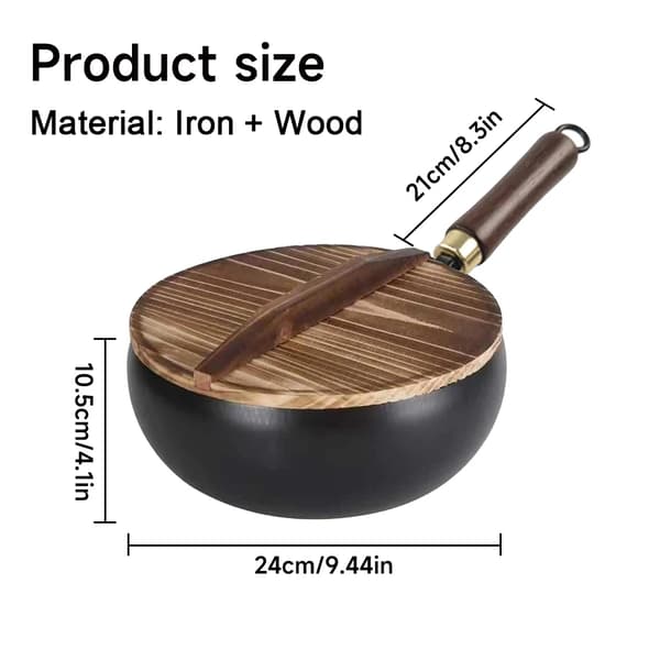 Wok, käsintehty rauta, käsittelemätön pinta,28CM(pef)