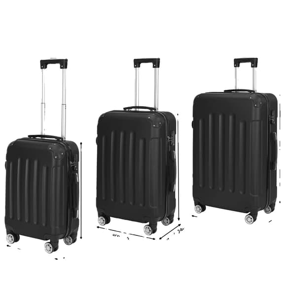 Bagageset, Hållbart ABS-material, Säkert kombinationslås,svart