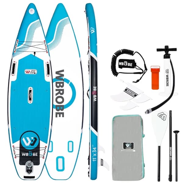 Oppustelig Paddle Board, Letvægtsdesign, Fuldstændig med Tilbehør,Blå