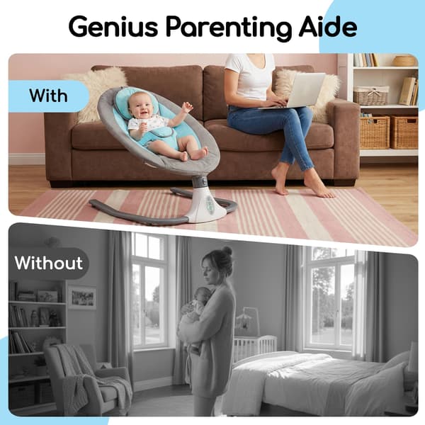 Babysving, Automatisk Vuggen, Justerbar Tidsindstilling,Blå
