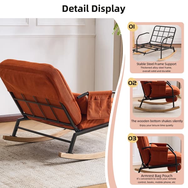 Gungstol, Justerbart Ryggstöd, Rymlig Design, Apelsin