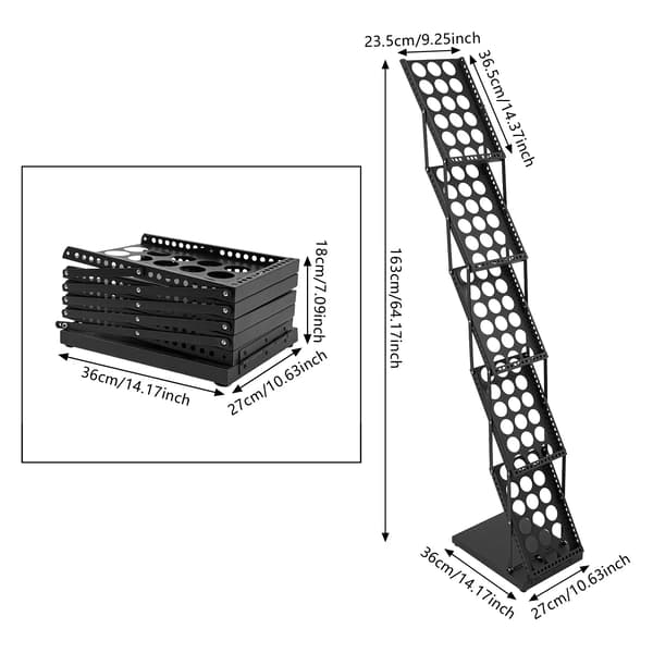 Magasinholder, 5-lags design, pladsbesparende,sort