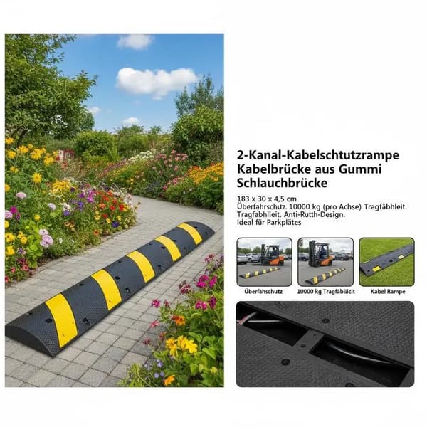 Kabelskyddsramps, Hög Belastningskapacitet, Hållbart Gummimaterial, armégrön