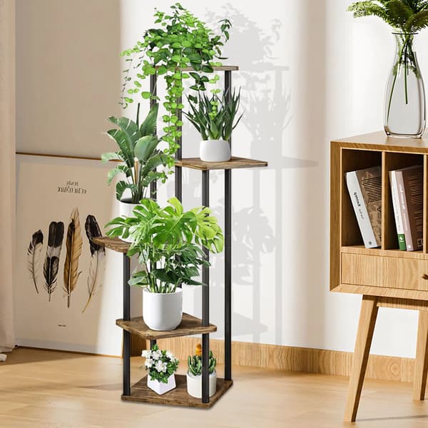 Plantebord, 5-lags design, robust metal konstruktion,sort