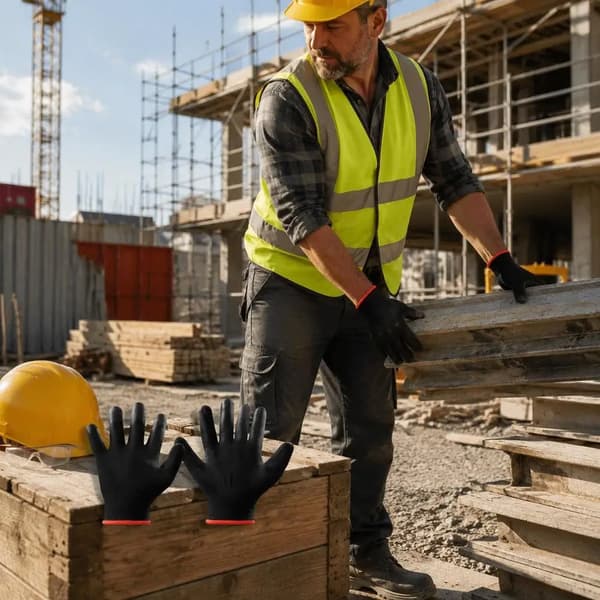Arbejdshandsker, Holdbart Polyester, Komfortabel Pasform,Sort