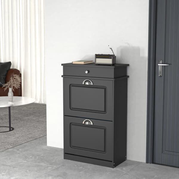 Sko Skab, Kompakt Design, Elegant Opbevaringsløsning,sort