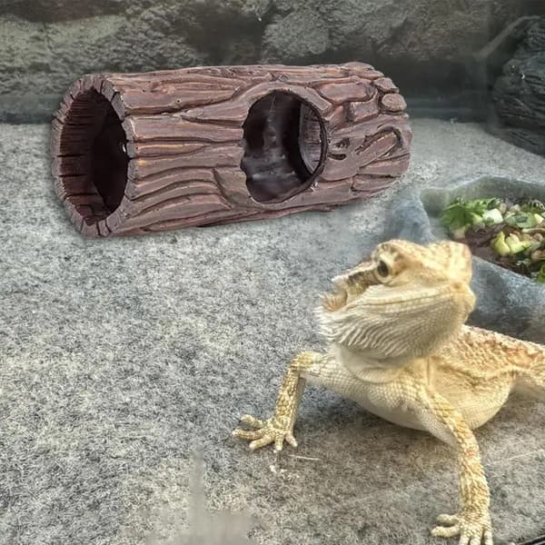 Reptil Skjul Hule, Holdbart Plastik, Nem Installation,Chokolade