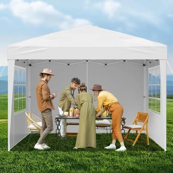 Partytält, bärbar design, justerbar höjd, VIT