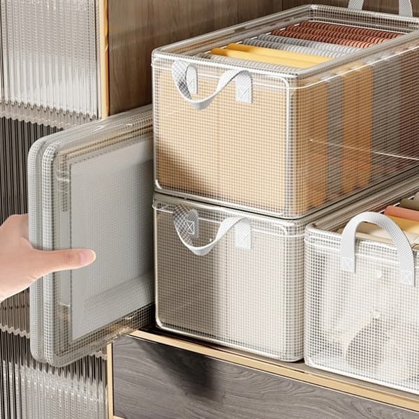 Förvaringslåda, Hållbar PVC, Fällbar Design,6Pcs Lådor med Lock