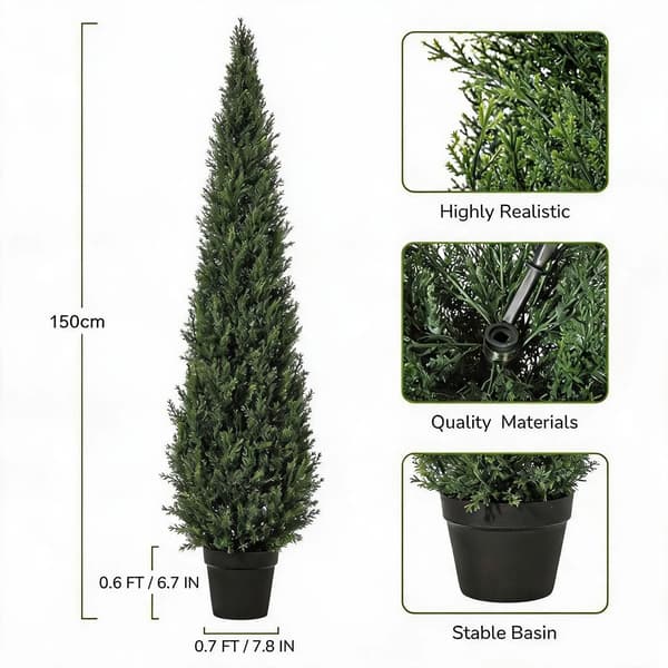 Kunstige cypress træer, UV-resistente, vejrbestandige,5FT