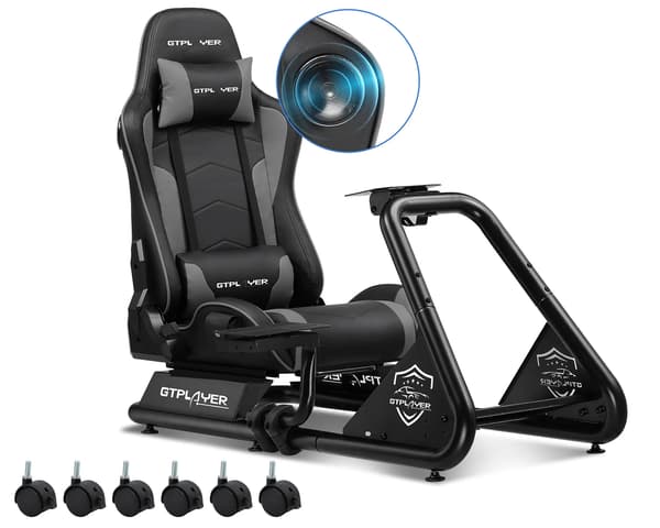 Sim Racing Cockpit, Justerbart Ergonomisk Design, Indbyggede Stereo Højttalere,Grå