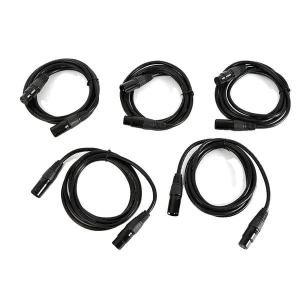 XLR Mikrofonkabel, PVC & Kobberkonstruktion, Sæt af 5,sort