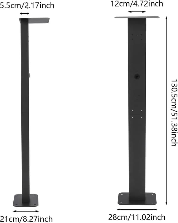 EV-ladestation monteringsstolpe, holdbart materiale, alsidig anvendelse,sort