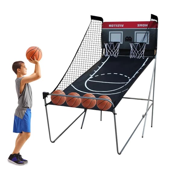 Basketball Arcade Set, Dubbel Skott, Fällbar Design,svart
