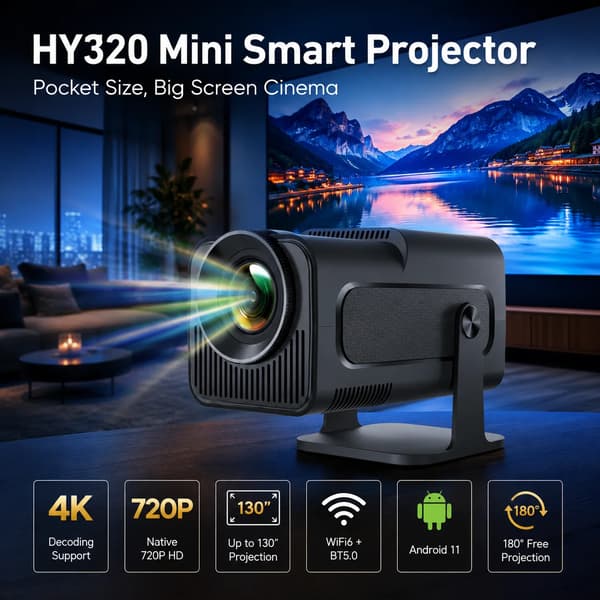 Projektor, LED-lyskilde, 200 ANSI-lumen,Lav støj projektor
