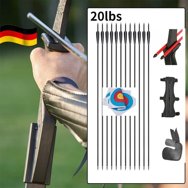 Recurve Båge, Högstyrkegrepp, Hållbara Grenar,20lbs