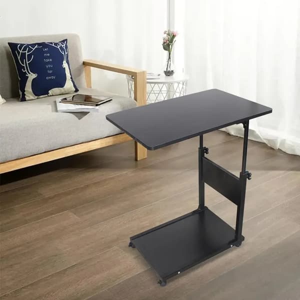 Sidebord, Justerbar Højde, 2-Niveau Design,sort