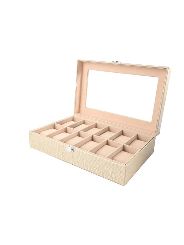 Klocklåda, Elegant Design, Avtagbar Kudde För Förvaring,Beige 12 Positioner