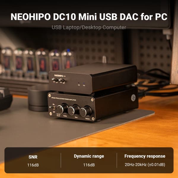 USB DAC Dekoder, Stöder DSD256/768kHz, 116dB SNR, 2.0 Kanaler, Över 200W Effekt, CE Certifierad