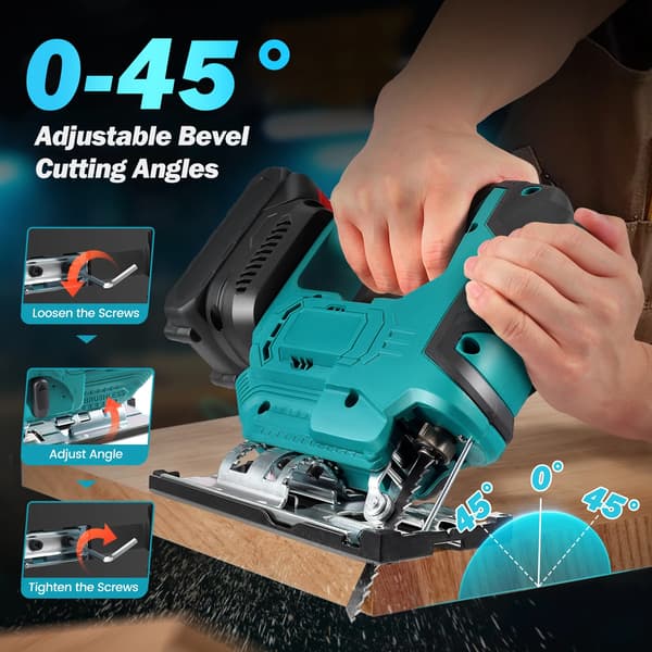 Batteridriven sticksåg, 6 hastighetsinställningar, verktygsfri bladbyte,grön