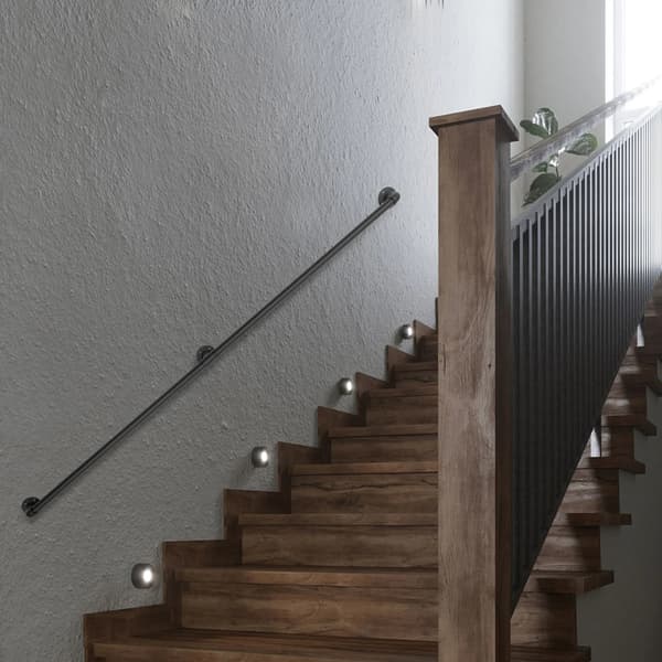 Rør Gelænder, Galvaniseret Jern, Vægmonteret Design,sort
