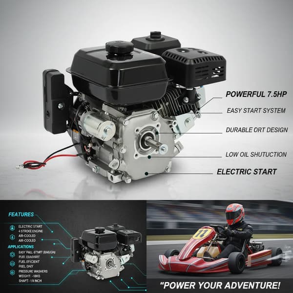 Motor, 7,5HK Effekt, Tvangsventileret Kølesystem,sort