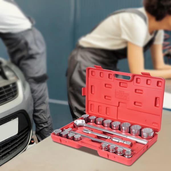 Drivsocketset, 16 sockets, CRMO stål konstruktion,Silver