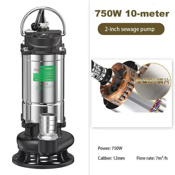 Nedsänkbar Pump, Rostfritt Stål, Effektiv Dränering,750W 10M