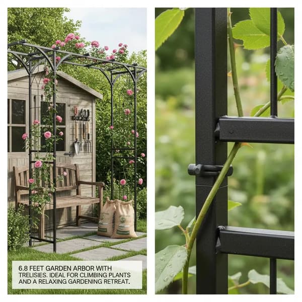 Trädgårdsbåge, Metallkonstruktion, Elegant Design,armégrön