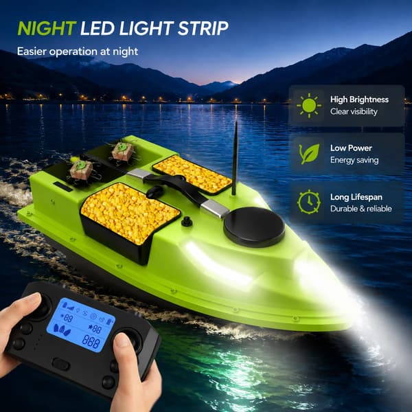 Fiskebåd, GPS-navigation, 12000mAh batteri,grøn