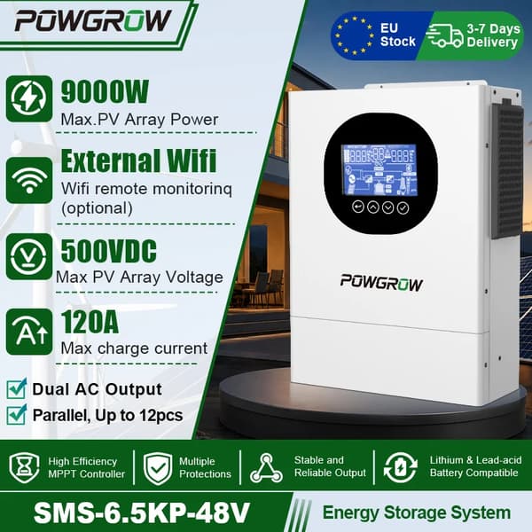 Sol inverter, MPPT-controller, Wi-Fi overvågning,SMS-6.5KP-48V-PO