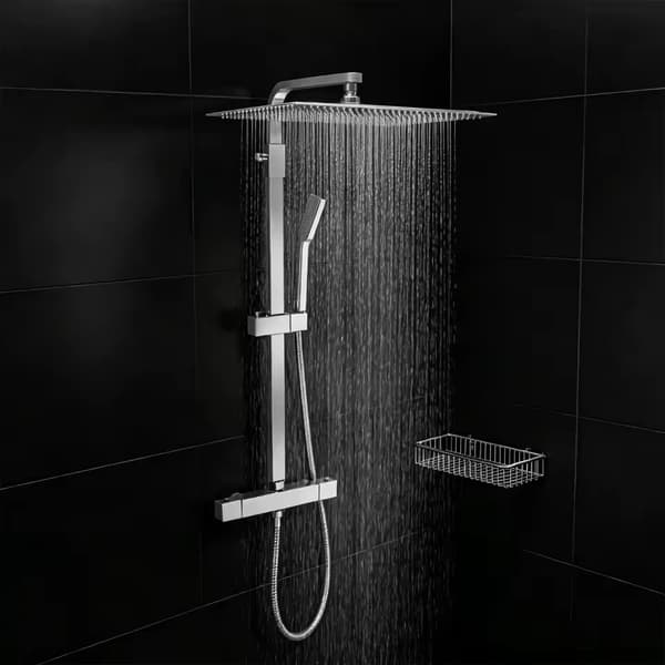 Duschset, Termostatisk Kontroll, Handhållen Spray,Silver