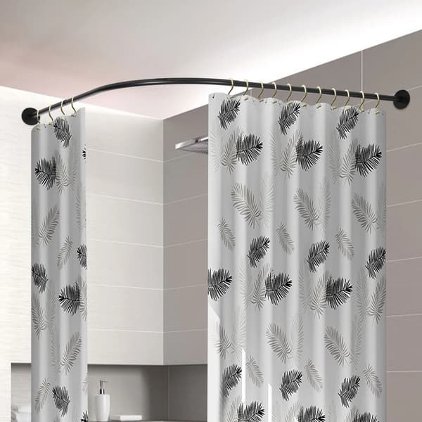 Duschdraperistång, L-formad design, justerbar längd,svart