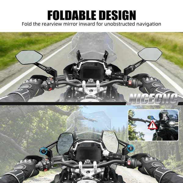Bakspejle, Antireflekslinse, 360° Rotérbart Design,sort